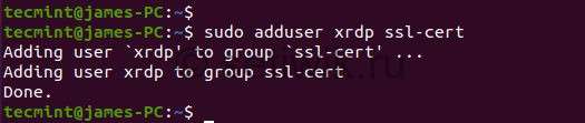Добавить пользователя Xrdp в группу SSL