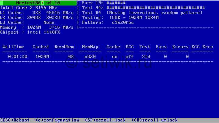 Программа для тестирования оперативной памяти MemTest86
