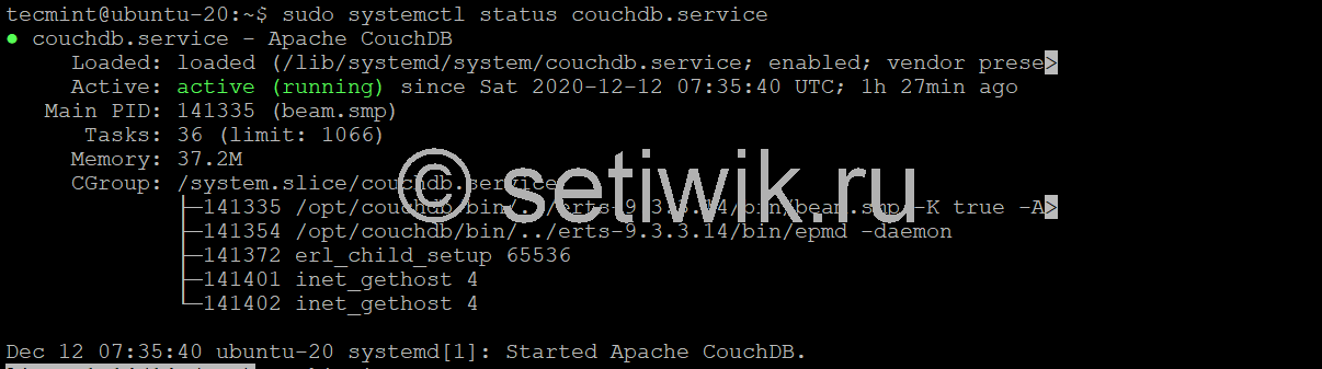 Проверьте Статус CouchDB