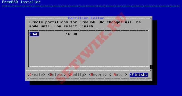 Выберите Раздел диска FreeBSD