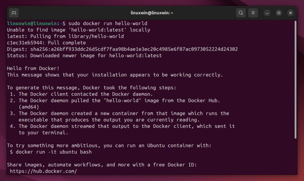 Проверка установки Docker