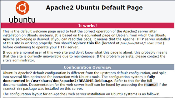Веб страница Apache по умолчанию