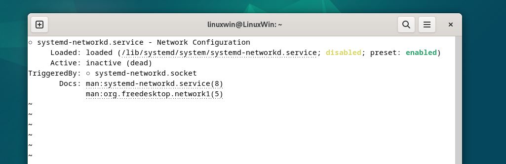 Проверка состояния systemd-networkd